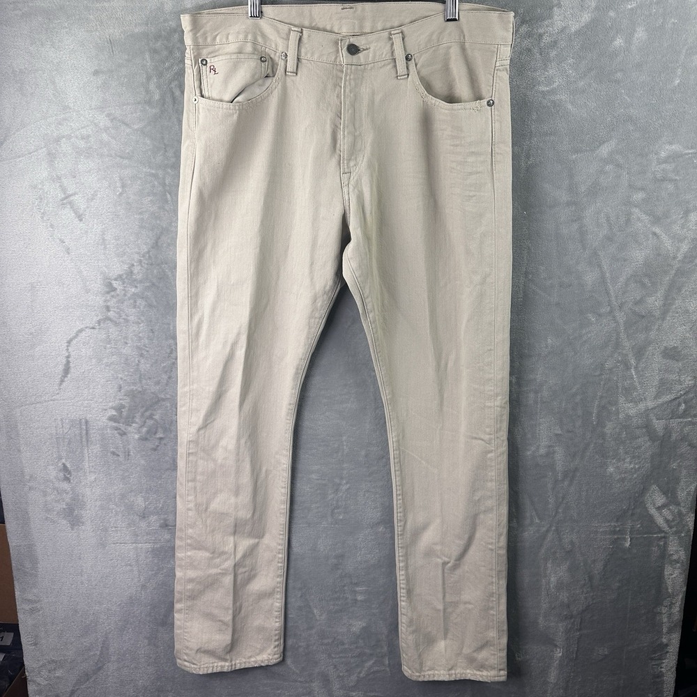 Polo Ralph Lauren Khaki Jeans Mens Beige Tan Denim Slim Straight Fit